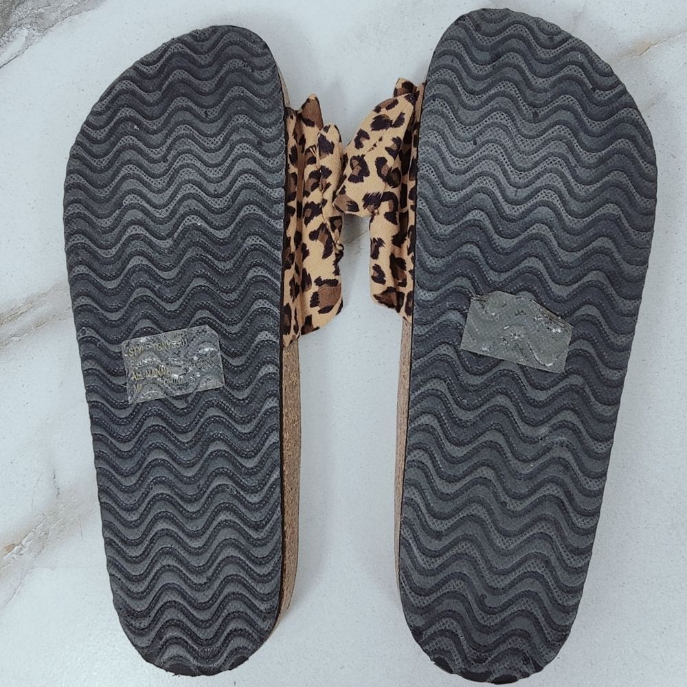Pep Step Leopard Print Bow Knot Cork Slide Sandals, Sz 8.5 - Picture 11 of 11